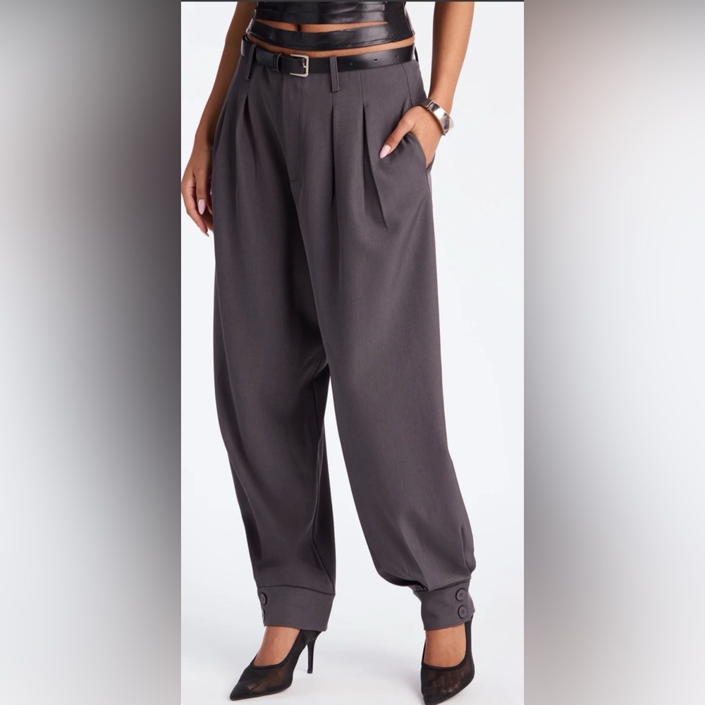 Chic Charcoal Women's Pleated Trousers